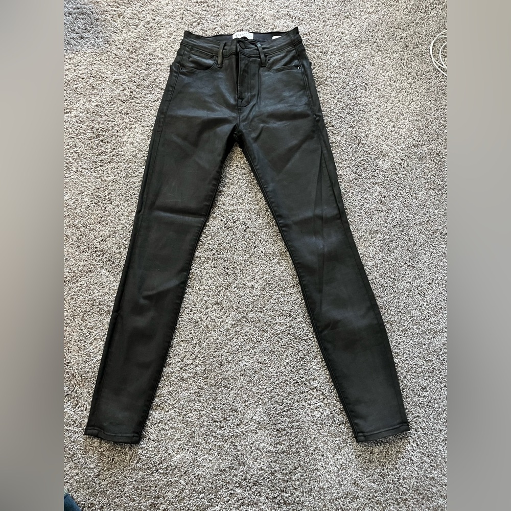 Frame charcoal metallic skinny jeans
